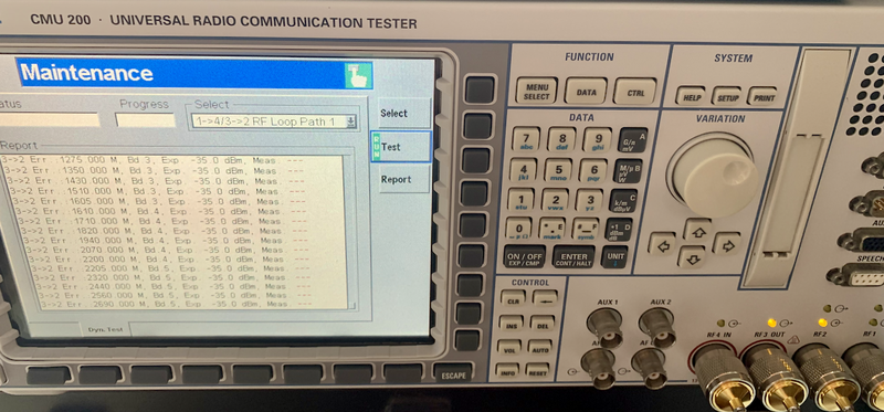 CMU200 3->2 Tx-Path 1 Loop Test failed